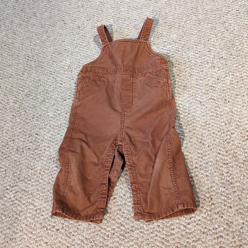Hanna Andersson Corduroy Overalls Baby 12–18M Brown Snap Button